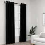 vidaXL Linen-Look Blackout Curtains with Grommets 2pcs Black 140x245cm Room
