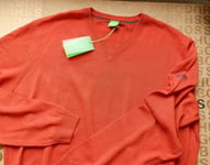 New Hugo Boss red designer jumper top v-neck knitted golf pro cardigan top XL