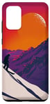 Coque pour Galaxy S20+ Minimaliste Snowboarder Sunset Silhouette Montagne