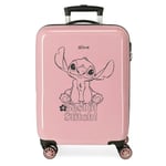 Disney Stitch, Children's Suitcase, Cabin Suitcase, Medium Suitcases, Set of Hard Case ABS Side Combination Lock 28.4L 2 kg 4 Double Wheels Hand Luggage by Joumma Bags, Pink, One Size, Suitcase