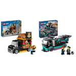 LEGO City La Voiture de Course et Le Camion de Transport de Voitures, Jeu de Construction & City Le Food-Truck de Burgers, Jouet de Camionnette, Cadeau pour Garçons et Filles de 5 Ans