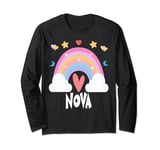 funny personalized rainbow first name Nova Long Sleeve T-Shirt