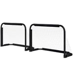 Fotbollsmålset med 2 hopfällbara fotbollsmål med metallram för barn och vuxna, trädgård, 90 x 36 x 60 cm, svart