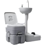 Toilette de camping Toilette Chimique - wc à poser et support à laver les mains Gris BV904866