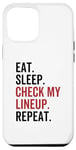 Coque pour iPhone 12 Pro Max Eat Sleep Check My Lineup Repeat Funny Fantasy Football