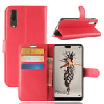 Huawei P20 - Läderfodral / plånbok röd