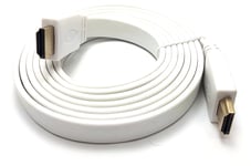 MainCore White 1.8m Long Flat HDMI to HDMI Cable/Lead Ultra HD (4K) 3D-compatible + Ethernet/network/Gold-Plated (Available in 1m, 1.5m, 1.8m, 2m, 3m, 5m, 10m) (1.8m)