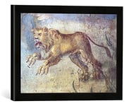 Kunst für Alle 'Encadré Image de AKG Anonymous Pompeji, CASA M.L. Fronto, Lion, d'art dans Le Cadre de Haute qualité Photos Fait Main, 40 x 30 cm, Noir Mat