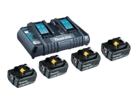 Makita - Batterilader + batteri 4 x - Li-Ion - 5 Ah - 90 Wh - 2 x batterier lader - for Makita DEADML801, DEADML810, DHP482, DJN161, DJS101, DSS501, DTD171, DUC254, DVR450, ML003