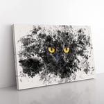Big Box Art Eyes of a Cat Watercolour Canvas Wall Art Print Ready to Hang Picture, 76 x 50 cm (30 x 20 Inch), Black
