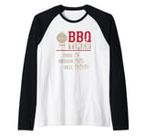 Funny BBQ Meat Cooking Timer Beer Grill Chef Barbecue Raglan Baseball Tee
