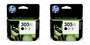 2x Original HP 305XL Black Ink Cartridges For HP ENVY 6430e Inkjet Printer