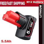 For Milwaukee M12 12V LI-ION 5.5Ah High Capacity Battery 48-11-2402 2401