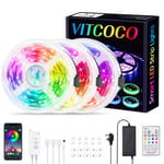 LED Strip Lights with Remote 49.2ft, VITCOCO Bluetooth Color Changing Rope Lights Kit 5M 150 LEDs SMD 5050 RGB Control via APP Sync with Music Mood Light Apply for Garden/Bar/Party/Home Decorations