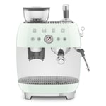 Smeg EGF03PGUK Freestanding Retro Espresso Coffee Machine With Grinder - PASTEL GREEN