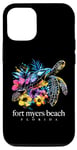 iPhone 14 Pro Fort Myers Beach Florida Sea Turtle Flowers Surfer Souvenir Case