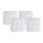 DII Lot de 4 bacs de rangement pliables en tissu non tissé, 27,9 x 27,9 x 27,9 cm, blanc