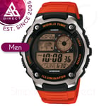 Casio World Time LCD Digital Watch for Men│LC Analog with a World Map│Orange