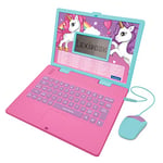 LEXIBOOK JC598UNIi1 Unicorn Educational and Bilingual Laptop French/English-Toy for Children with 124 Activities to Learn Mathematics, Dactylography, Logic, Clock Reading, Play Games and Music, Pink