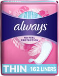 Always Thin Daily Panty Liners for Women Light Absorbency Unscented 162 Count