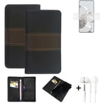 Phone Case + earphones for Xiaomi 12T Pro Wallet Cover Bookstyle protective