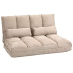 Golvstol 2-i-1 Golvstol Säng med ryggstöd 3 positioner Justerbar sittdyna Beige sammetsstål 102 x 73 x 60 cm