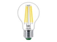 Philips - Led-Glödlampa Med Filament - Form: A60 - Klar Finish - E27 - 4 W (Motsvarande 60 W) - Klass A - Svalt Vitt Ljus - 4000 K - Transparent