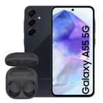 Samsung Galaxy A55 5G, Factory Unlocked Android Smartphone, 128GB, 8GB RAM, Awesome Navy Galaxy Buds2 Pro Wireless Earphones, Graphite (UK Version)