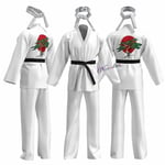 Karate Kid Cobra Kai Kostym Barn Flicka Män Kimono Tory Nichols Daniel Larusso Cosplay Uniform Huvudband Halloween Festkläder-WELLNGS White Karate Uniform Kids 140-150cm
