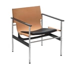 Knoll - Pollock Arm Chair, Svart koskinn, Sittdyna i läder Velluto Pelle - Amber VP280 - Silver, Svart, Brun - Svart - Fåtöljer - Läder/Metall