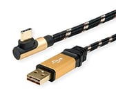ROLINE Câble GOLD USB 2.0, USB A ST réversible - USB C ST coudé, 0,8 m