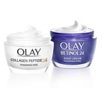 Olay Day Cream Collagen Peptide 24 and Retinol 24 Night Cream Gift Set, 50ml