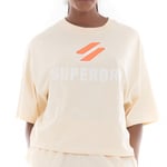 T-Shirt Beige Femme Superdry Stacked Boxy