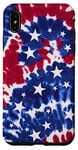Coque pour iPhone XS Max Rouge Blanc Bleu Tie Dye Drapeau Américain Étoiles Rayures Patriotiques