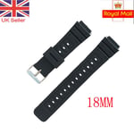 18mm Replacement Watch Strap Black Rubber Band For Casio F91W F94 F94W F105W