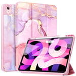 ZtotopCase for iPad Air 5th Generation/4th Generation 10.9 inch -with Pencil Holder, Slim Trifold Stand Smart Case with Auto Sleep/Wake & Support Touch ID for iPad Air 2022/2020 Case ,Marble Pink