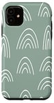 iPhone 11 Rainbow Line Art Abstract Aesthetic Pattern Sage Green Case