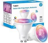 Tapo Ampoule Connectée WiFi, Ampoule LED GU10 Multicolore 2200K-6500K, Dimmable 350 Lumens, 3.7W équivalent à 50W, Compatible avec Alexa et Google Home, Economie d'énergie, Tapo L630(2-pack)