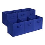 Amazon Basics Collapsible Fabric Storage Cube/Organiser with Handles, Pack of 6, Solid Navy, 33 x 33 x 33 cm