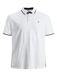 Jack & Jones Plus Men's Jjepaulos Polo Noos Ps T Shirt, White/Detail:ps, 3XL Plus UK