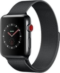 Apple Watch Series 3 (2017) | 42 mm | Rostfritt stål  | GPS + Cellular | svart | Milanesisk armband svart