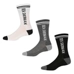 Ben Sherman Mens Sport Socks in Black/White/Grey Marl | Mid Calf with branding and Stripe detail in Thick Comfortable Fabric - Multipack of 3