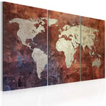 Billede - Rusty kort over verden - treenighed - 90 x 60 cm - Standard
