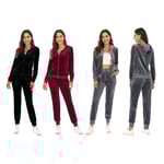 Träningsoverall för Kvinnor 2-delad Set Velour Sweat Outfits RED M