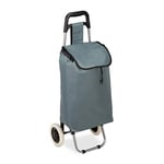 Relaxdays 10027828_111 Chariot de courses pliable sac amovible 28 L,caddie pour achats roulettes HlP 92,5x 42 x 28 cm,gris, 1