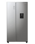 Fridgemaster MS91547DFE Freestanding American Side by side Door Fridge Freezer 547L, Metal Grey, Inverter compressor, Non-Plumbed Water Dispenser, Black, 91 × 178.6 × 64.3 cm (W×H×D) Energy Rating E