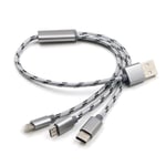 3 In 1 Fast Charging Cables Nylon Cord Cable For Iphone Type C A Powder