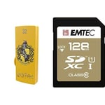 Pack Support de Stockage Rapide et Performant : Clé USB - 2.0 - Série Licence - Harry Potter Hufflepuff - 32 Go + Carte SD - Gamme Elite Gold - Classe 10-128 GB