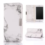 iPhone 8/7 - Läderfodral / plånbok i marmordesign Grå
