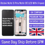 Redmi Note 9 Pro / 9S LCD Display Screen Touch Digitizer Assembly W Frame